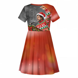 Bobby Seale Merry Christmas Kid Short Sleeve Dress Civil Rights Activist Festive Winter Holiday Art