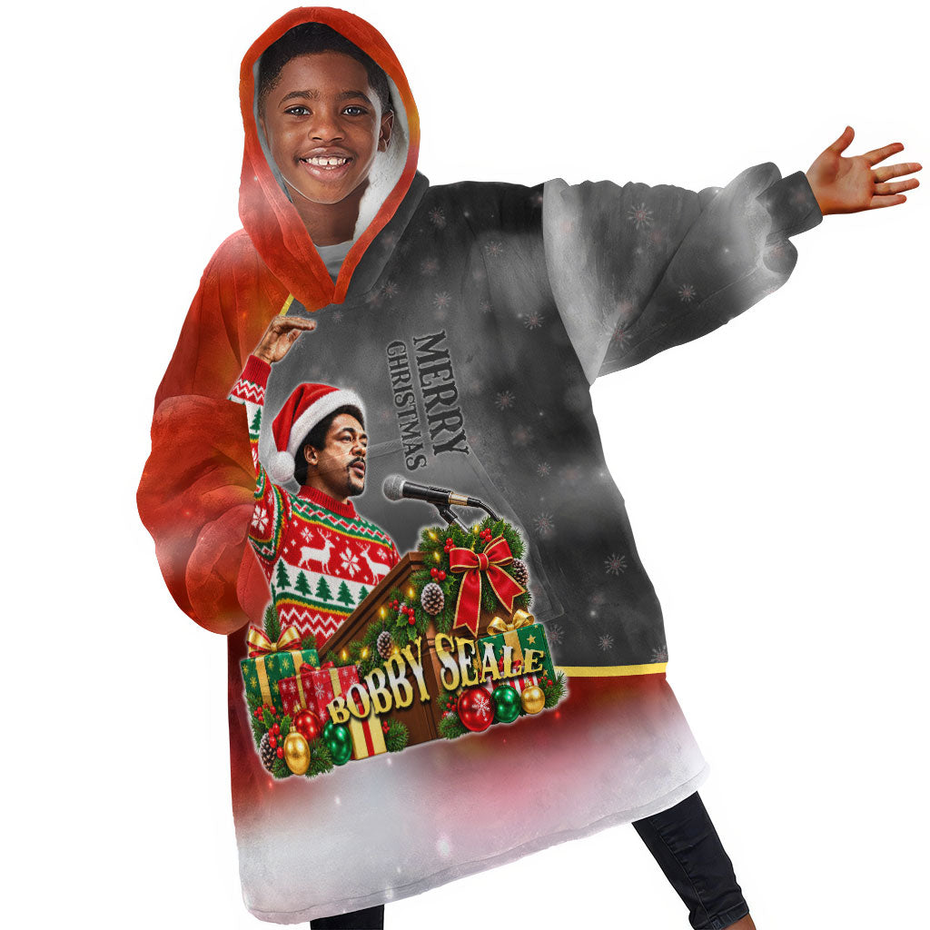 Bobby Seale Merry Christmas Kid Wearable Blanket Hoodie Civil Rights Activist Festive Winter Holiday Art