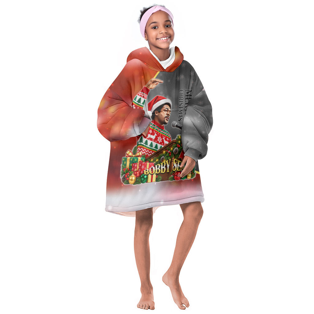 Bobby Seale Merry Christmas Kid Wearable Blanket Hoodie Civil Rights Activist Festive Winter Holiday Art