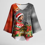 Bobby Seale Merry Christmas Kimono Sleeve Blouse Civil Rights Activist Festive Winter Holiday Art