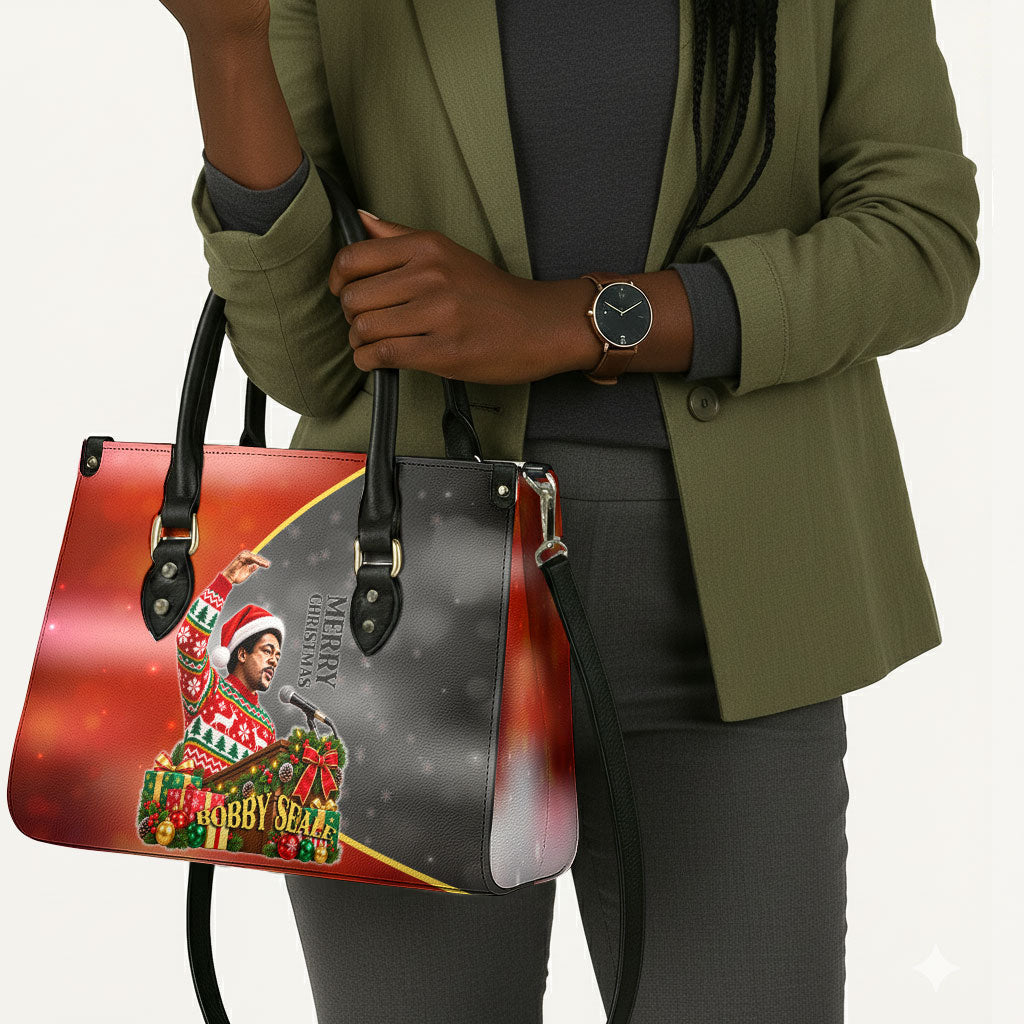 Bobby Seale Merry Christmas Leather Bag Civil Rights Activist Festive Winter Holiday Art