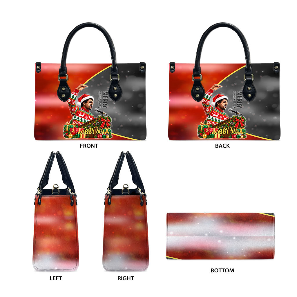 Bobby Seale Merry Christmas Leather Bag Civil Rights Activist Festive Winter Holiday Art