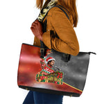 Bobby Seale Merry Christmas Leather Tote Bag Civil Rights Activist Festive Winter Holiday Art