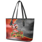 Bobby Seale Merry Christmas Leather Tote Bag Civil Rights Activist Festive Winter Holiday Art