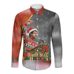 Bobby Seale Merry Christmas Long Sleeve Button Shirt Civil Rights Activist Festive Winter Holiday Art