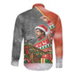 Bobby Seale Merry Christmas Long Sleeve Button Shirt Civil Rights Activist Festive Winter Holiday Art