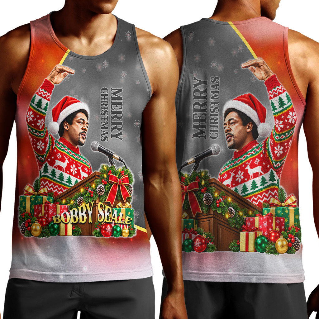Bobby Seale Merry Christmas Men Tank Top Civil Rights Activist Festive Winter Holiday Art