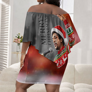 Bobby Seale Merry Christmas Off Shoulder Short Dress Civil Rights Activist Festive Winter Holiday Art