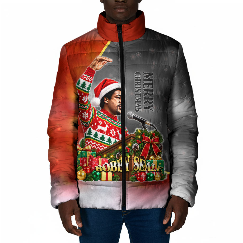 Bobby Seale Merry Christmas Padded Jacket Civil Rights Activist Festive Winter Holiday Art