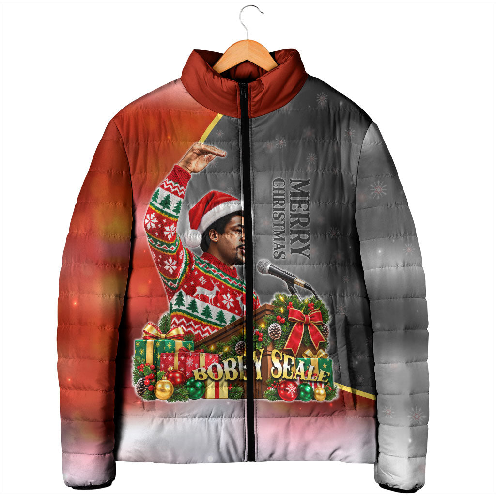 Bobby Seale Merry Christmas Padded Jacket Civil Rights Activist Festive Winter Holiday Art