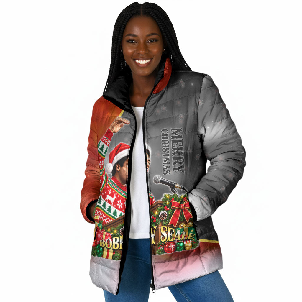 Bobby Seale Merry Christmas Padded Jacket Civil Rights Activist Festive Winter Holiday Art