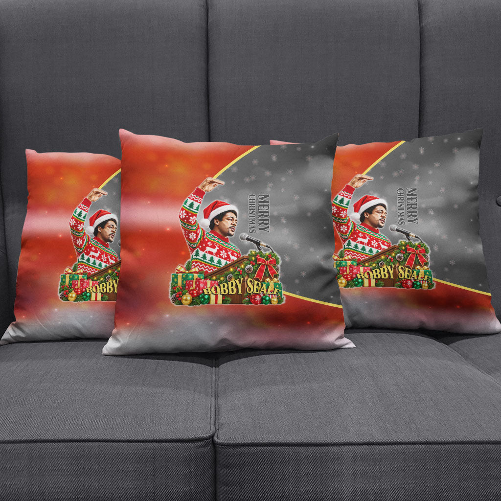 Bobby Seale Merry Christmas Pillow Cover Civil Rights Activist Festive Winter Holiday Art