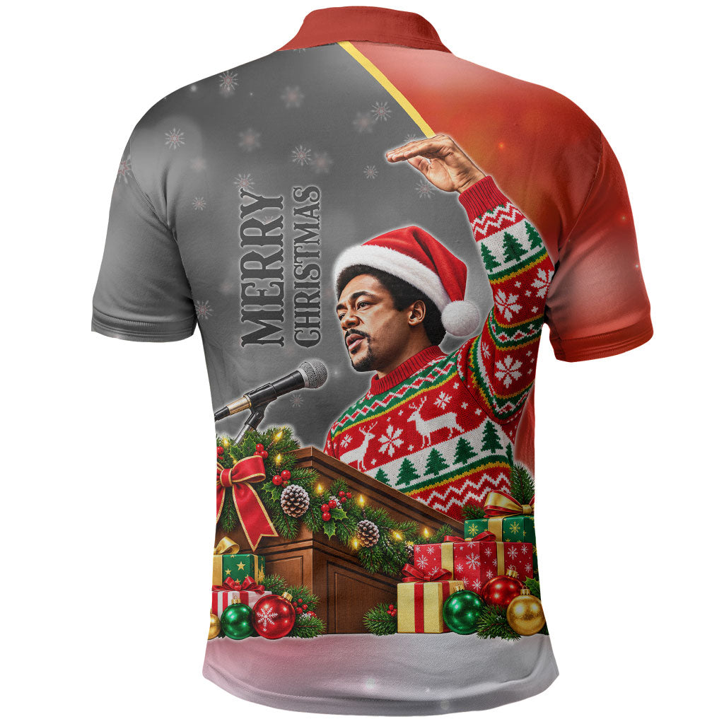 Bobby Seale Merry Christmas Polo Shirt Civil Rights Activist Festive Winter Holiday Art
