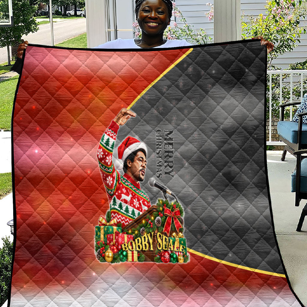 Bobby Seale Merry Christmas Quilt Civil Rights Activist Festive Winter Holiday Art