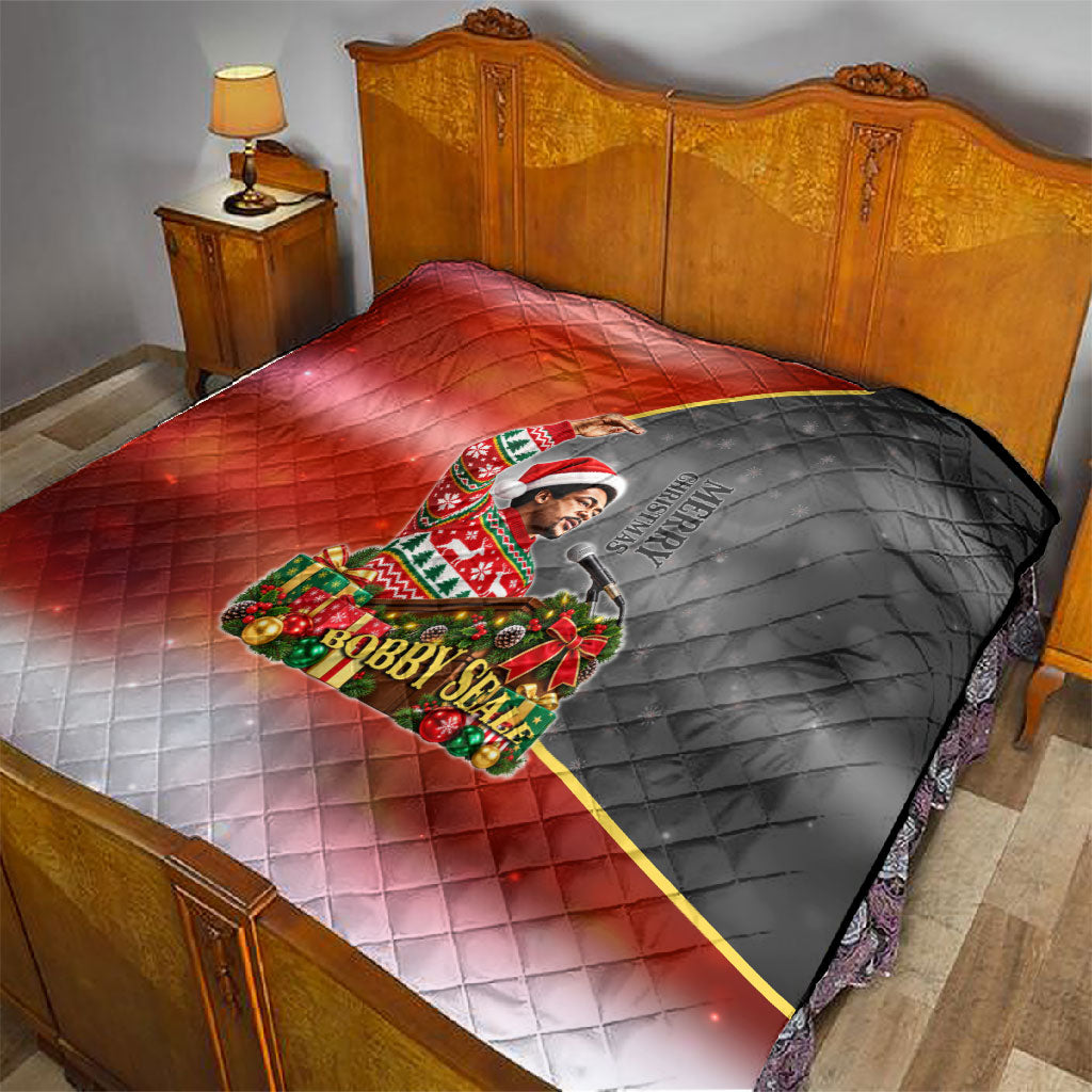 Bobby Seale Merry Christmas Quilt Civil Rights Activist Festive Winter Holiday Art