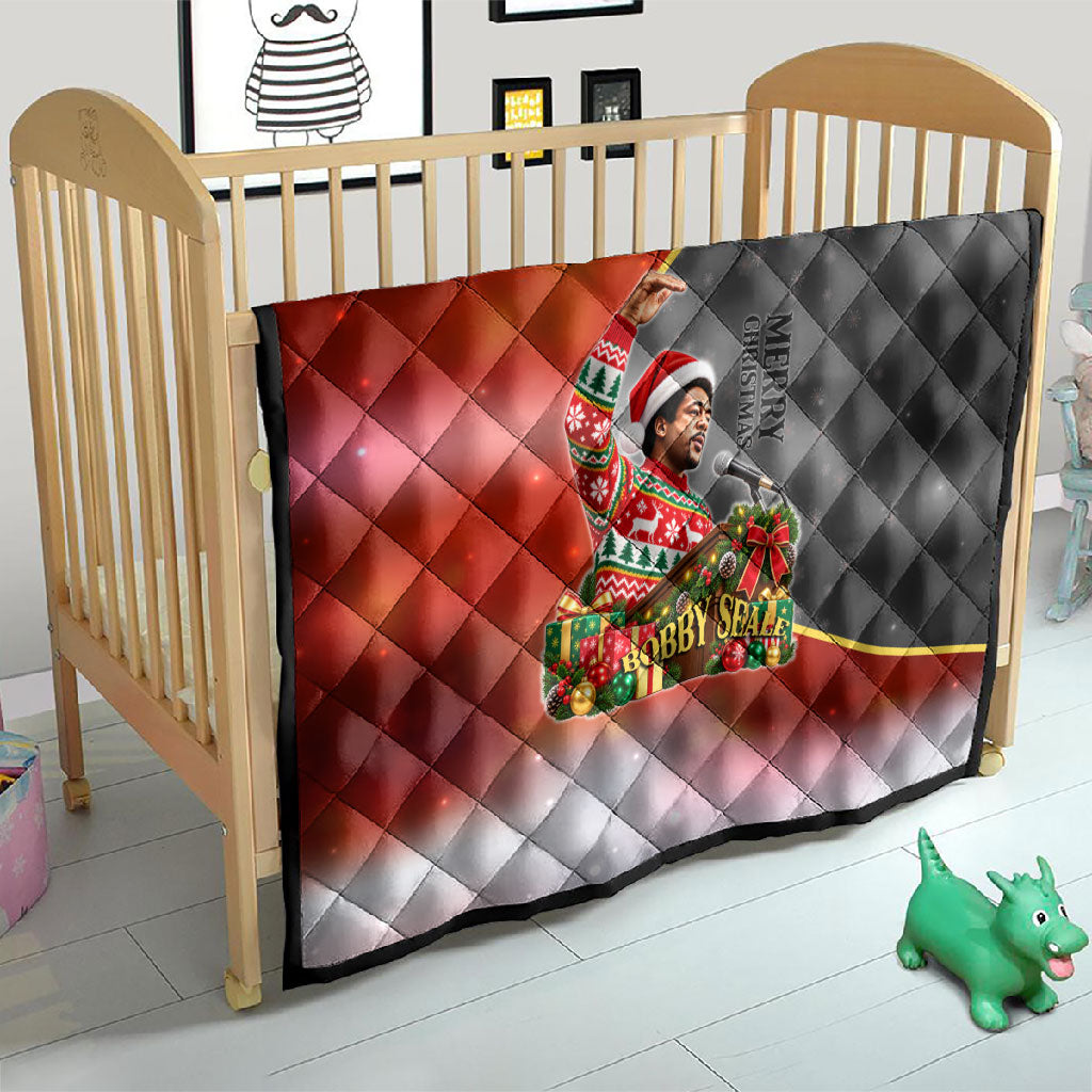 Bobby Seale Merry Christmas Quilt Civil Rights Activist Festive Winter Holiday Art