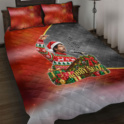 Bobby Seale Merry Christmas Quilt Bed Set Civil Rights Activist Festive Winter Holiday Art