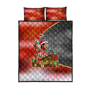 Bobby Seale Merry Christmas Quilt Bed Set Civil Rights Activist Festive Winter Holiday Art