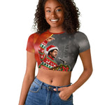 Bobby Seale Merry Christmas Raglan Cropped T shirt Civil Rights Activist Festive Winter Holiday Art
