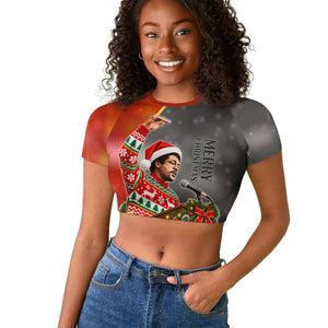 Bobby Seale Merry Christmas Raglan Cropped T shirt Civil Rights Activist Festive Winter Holiday Art