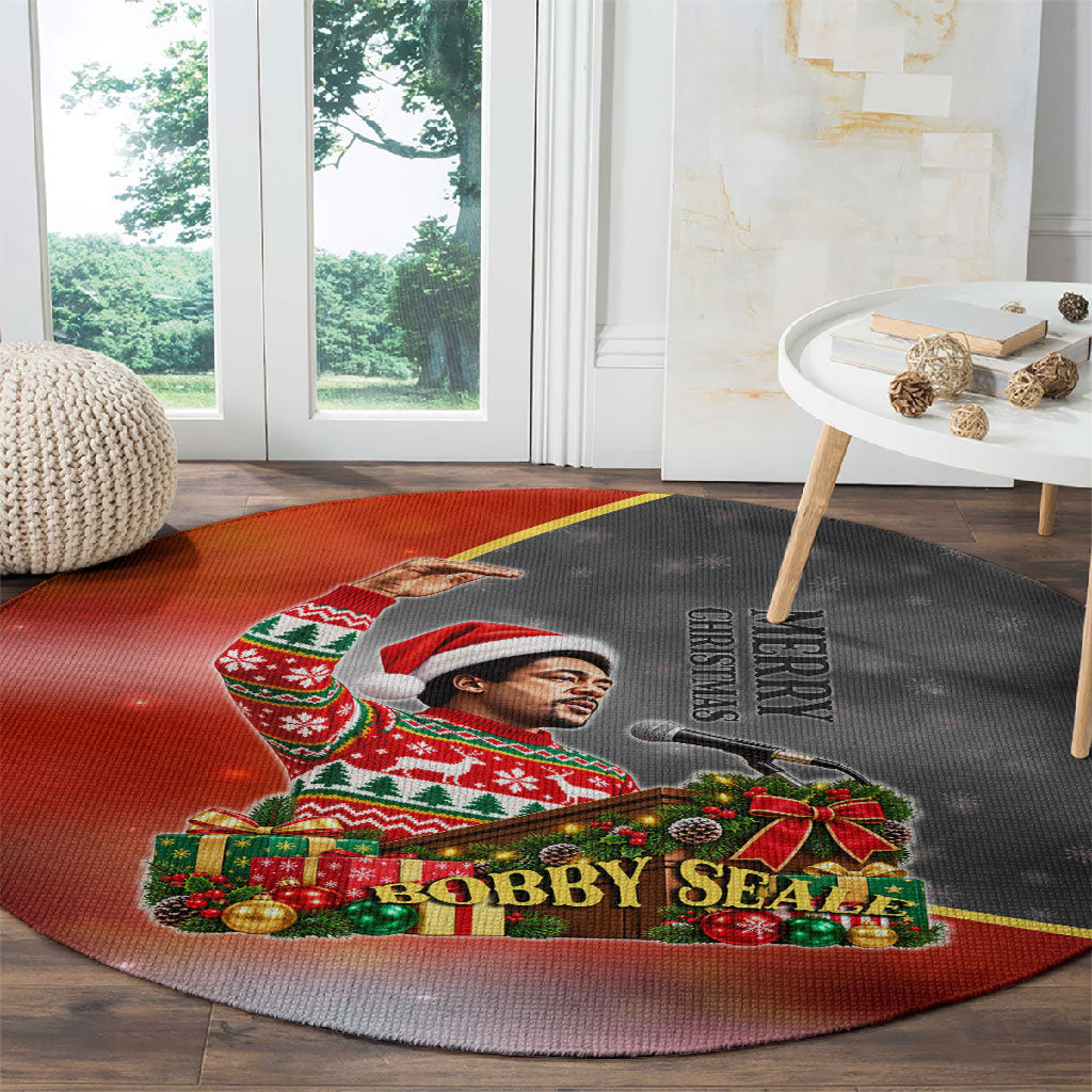Bobby Seale Merry Christmas Round Carpet Civil Rights Activist Festive Winter Holiday Art