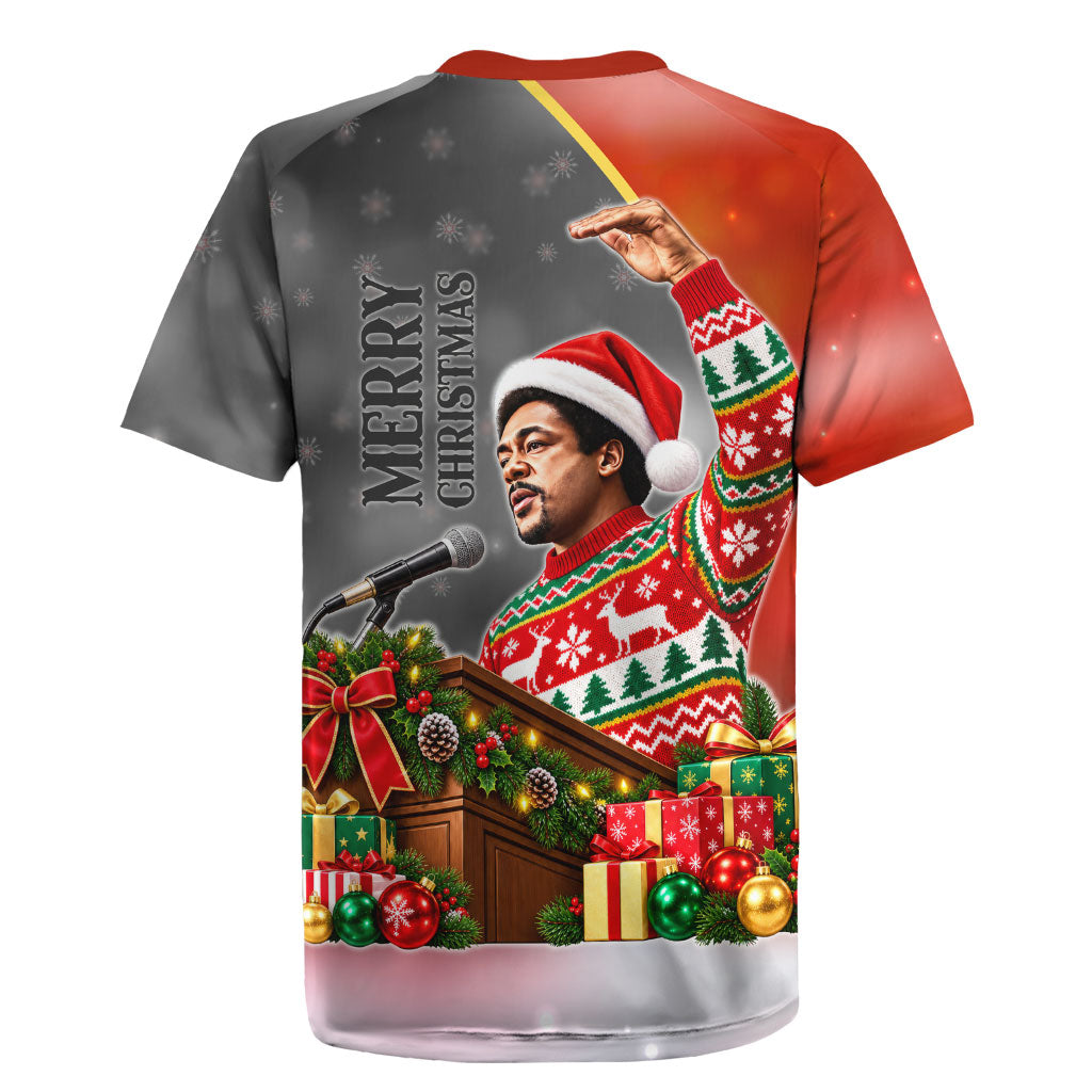Bobby Seale Merry Christmas Rugby Jersey Civil Rights Activist Festive Winter Holiday Art