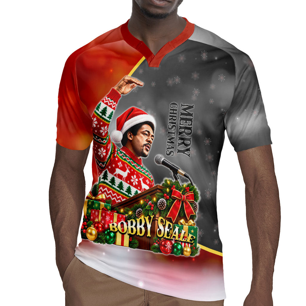 Bobby Seale Merry Christmas Rugby Jersey Civil Rights Activist Festive Winter Holiday Art