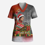 Bobby Seale Merry Christmas Scrub Top Civil Rights Activist Festive Winter Holiday Art