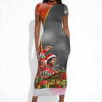 Bobby Seale Merry Christmas Short Sleeve Bodycon Dress Civil Rights Activist Festive Winter Holiday Art