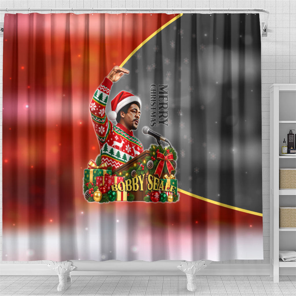 Bobby Seale Merry Christmas Shower Curtain Civil Rights Activist Festive Winter Holiday Art