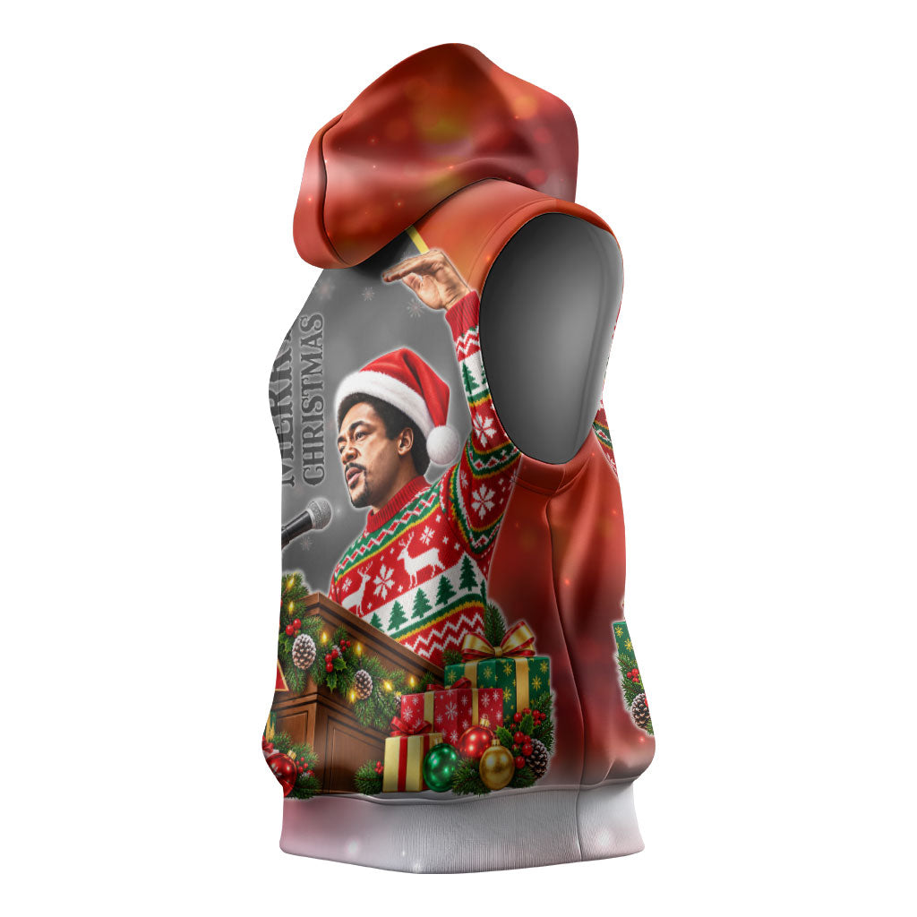 Bobby Seale Merry Christmas Sleeveless Hoodie Civil Rights Activist Festive Winter Holiday Art