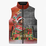Bobby Seale Merry Christmas Sleeveless Puffer Jacket Civil Rights Activist Festive Winter Holiday Art