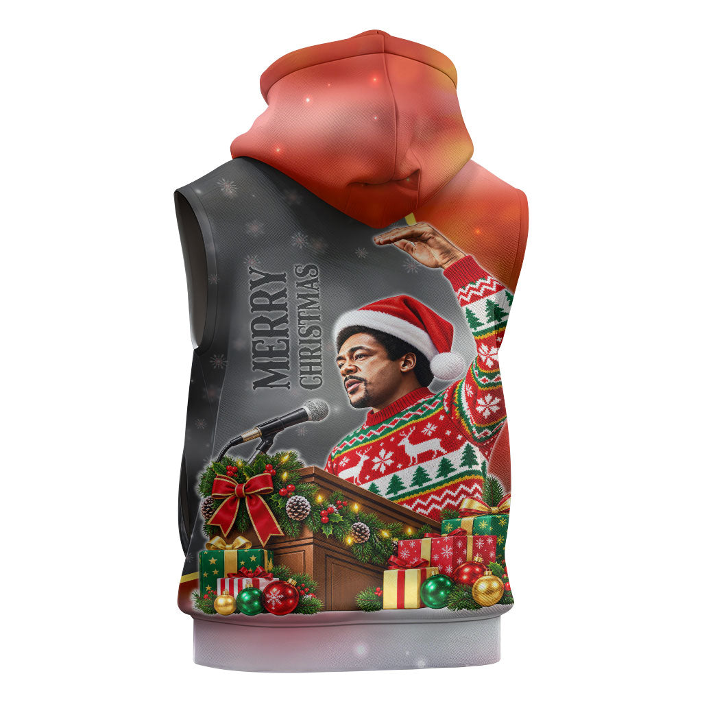 Bobby Seale Merry Christmas Sleeveless Zip Hoodie Civil Rights Activist Festive Winter Holiday Art