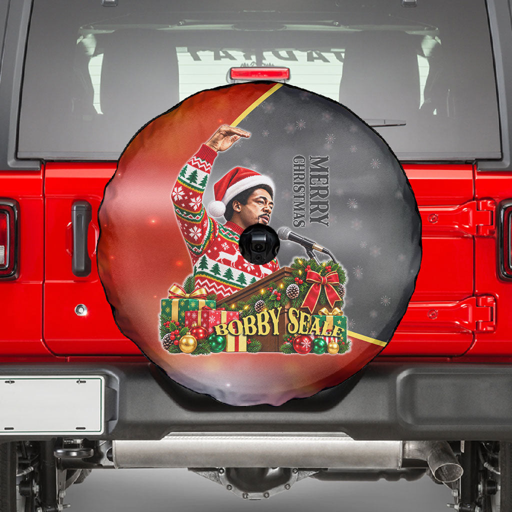 Bobby Seale Merry Christmas Spare Tire Cover Civil Rights Activist Festive Winter Holiday Art