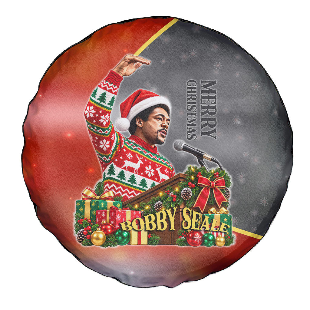 Bobby Seale Merry Christmas Spare Tire Cover Civil Rights Activist Festive Winter Holiday Art