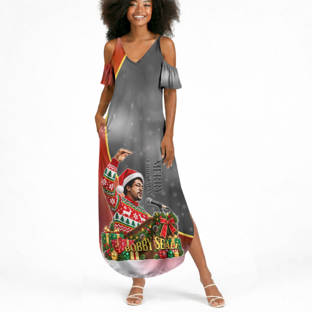 Bobby Seale Merry Christmas Summer Maxi Dress Civil Rights Activist Festive Winter Holiday Art