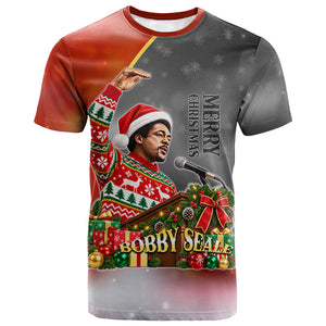 Bobby Seale Merry Christmas T shirt Civil Rights Activist Festive Winter Holiday Art