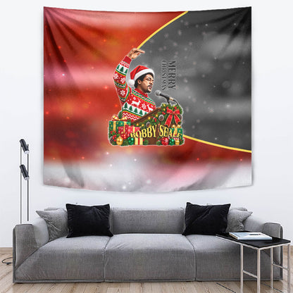 Bobby Seale Merry Christmas Tapestry Civil Rights Activist Festive Winter Holiday Art
