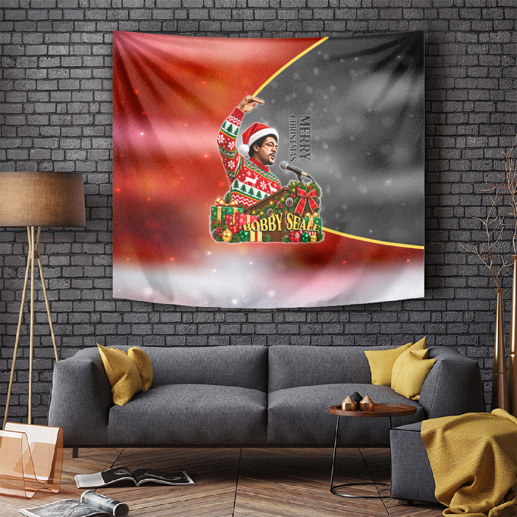 Bobby Seale Merry Christmas Tapestry Civil Rights Activist Festive Winter Holiday Art