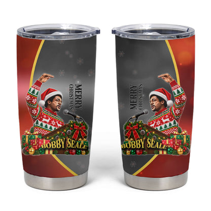 Bobby Seale Merry Christmas Tumbler Cup Civil Rights Activist Festive Winter Holiday Art