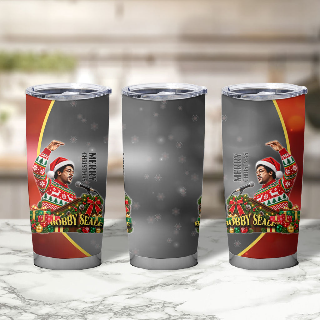 Bobby Seale Merry Christmas Tumbler Cup Civil Rights Activist Festive Winter Holiday Art