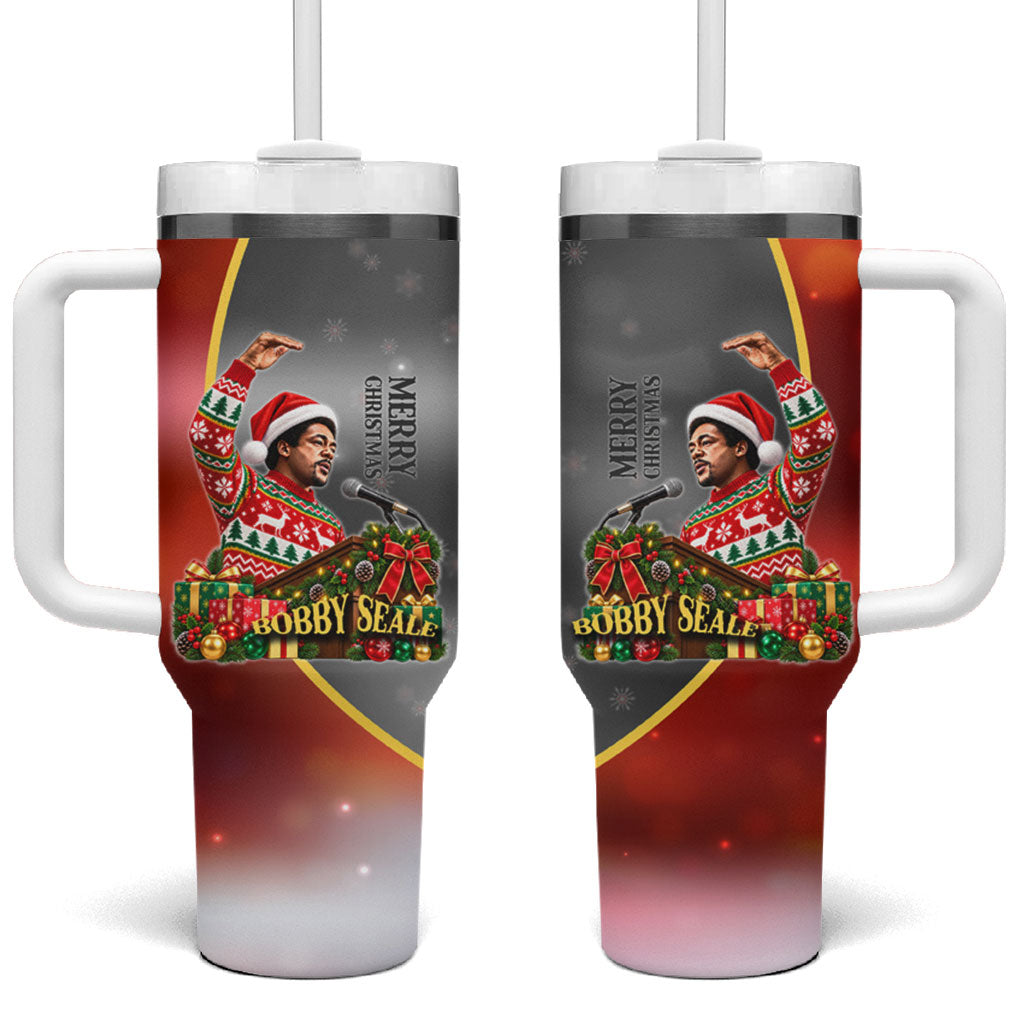 Bobby Seale Merry Christmas Tumbler With Handle Civil Rights Activist Festive Winter Holiday Art