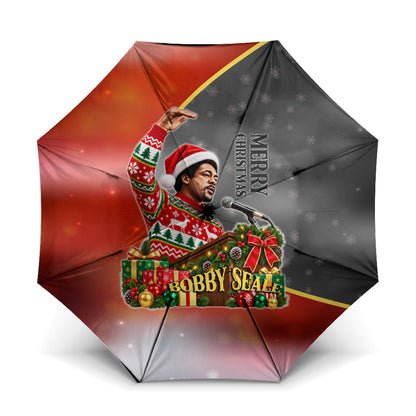 Bobby Seale Merry Christmas Umbrella Civil Rights Activist Festive Winter Holiday Art