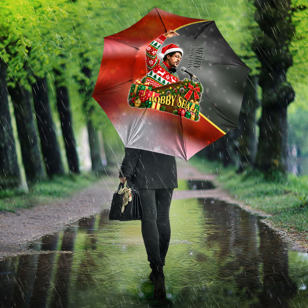Bobby Seale Merry Christmas Umbrella Civil Rights Activist Festive Winter Holiday Art
