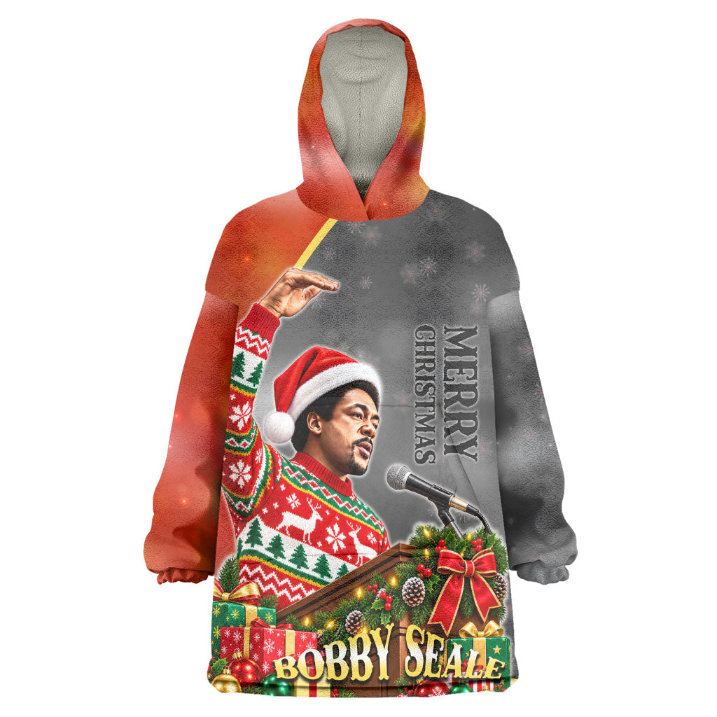 Bobby Seale Merry Christmas Wearable Blanket Hoodie Civil Rights Activist Festive Winter Holiday Art