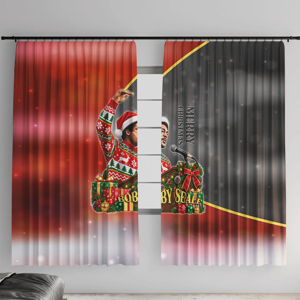 Bobby Seale Merry Christmas Window Curtain Civil Rights Activist Festive Winter Holiday Art