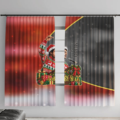 Bobby Seale Merry Christmas Window Curtain Civil Rights Activist Festive Winter Holiday Art