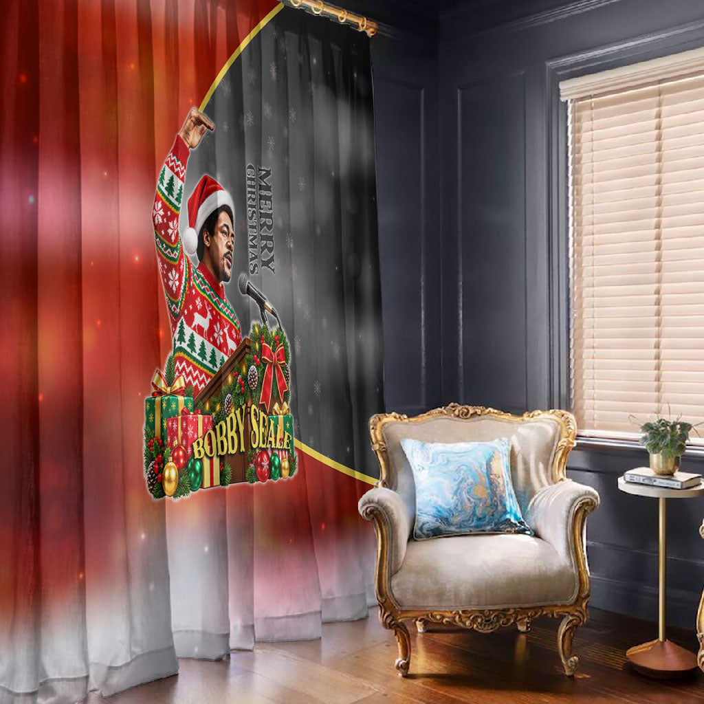 Bobby Seale Merry Christmas Window Curtain Civil Rights Activist Festive Winter Holiday Art