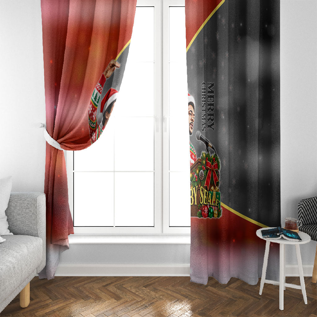Bobby Seale Merry Christmas Window Curtain Civil Rights Activist Festive Winter Holiday Art