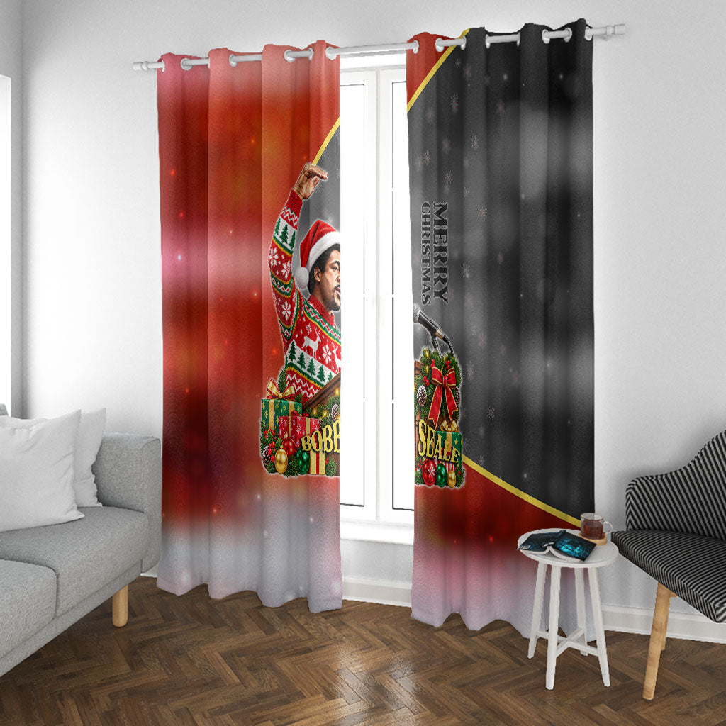 Bobby Seale Merry Christmas Window Curtain Civil Rights Activist Festive Winter Holiday Art